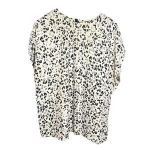 Halogen Cap Sleeve Blouse 1X Plus Size Animal Print Black White Nordstrom Top